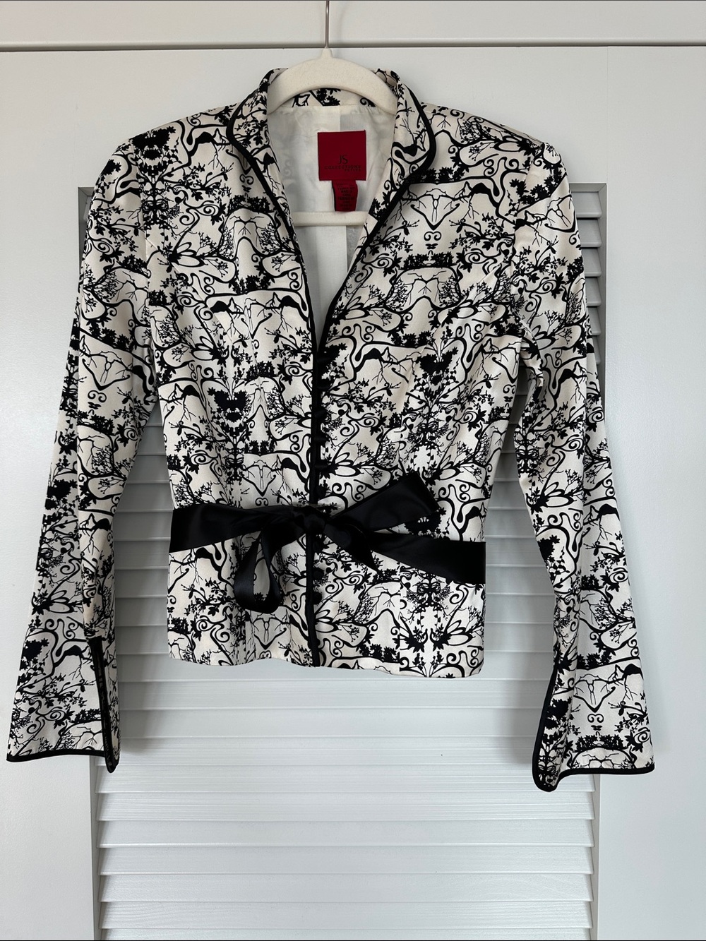 JS Collections Petite 100% Silk Frog Button Blouse Top Ribbon Tie 2P - Picture 1 of 11